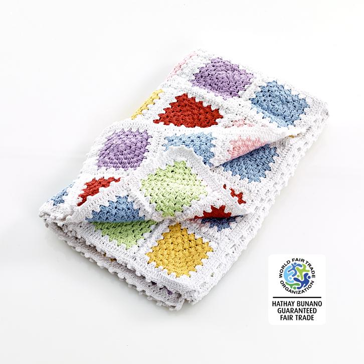 fair trade cotton crochet baby blanket